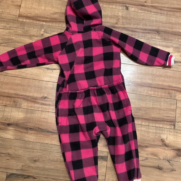 Pookie pink and black plaid fleece hooded onesie 5T - Picture 12 of 13